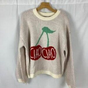 A New Day Cream and‎ Red Crewneck Sweater with Cherries XL.